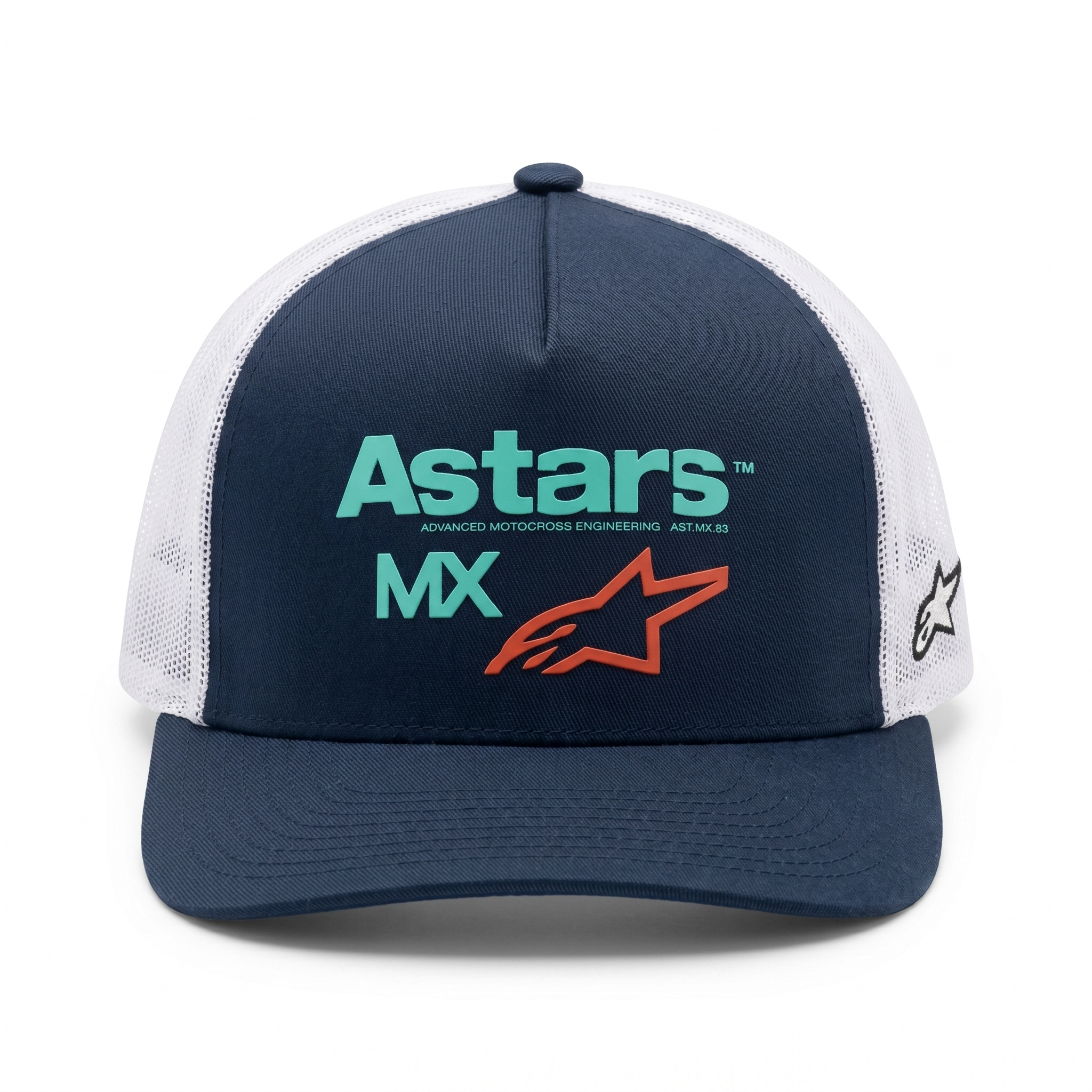 FIRST MOTO TRUCKER HAT WHITE/NAVY