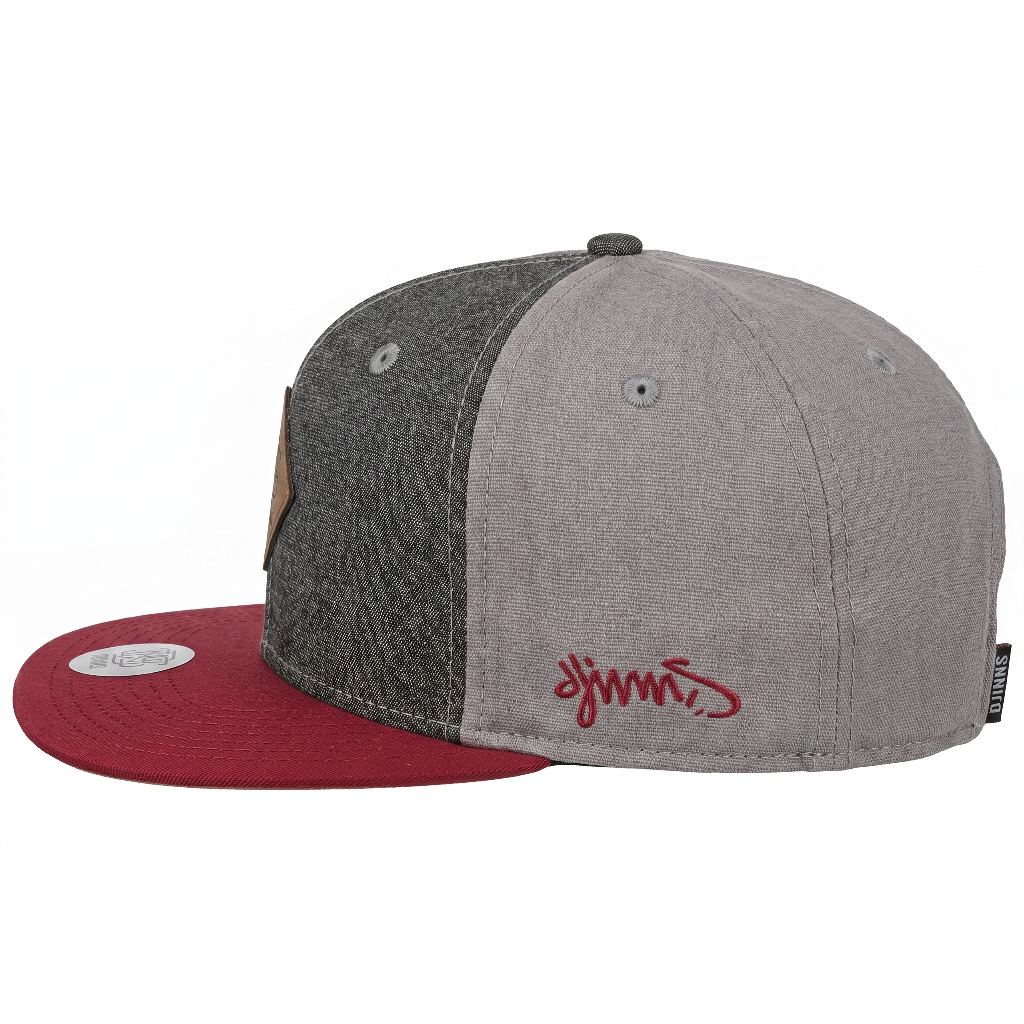 SNAPBACK CAP MIX CANVAS GREY/WINE