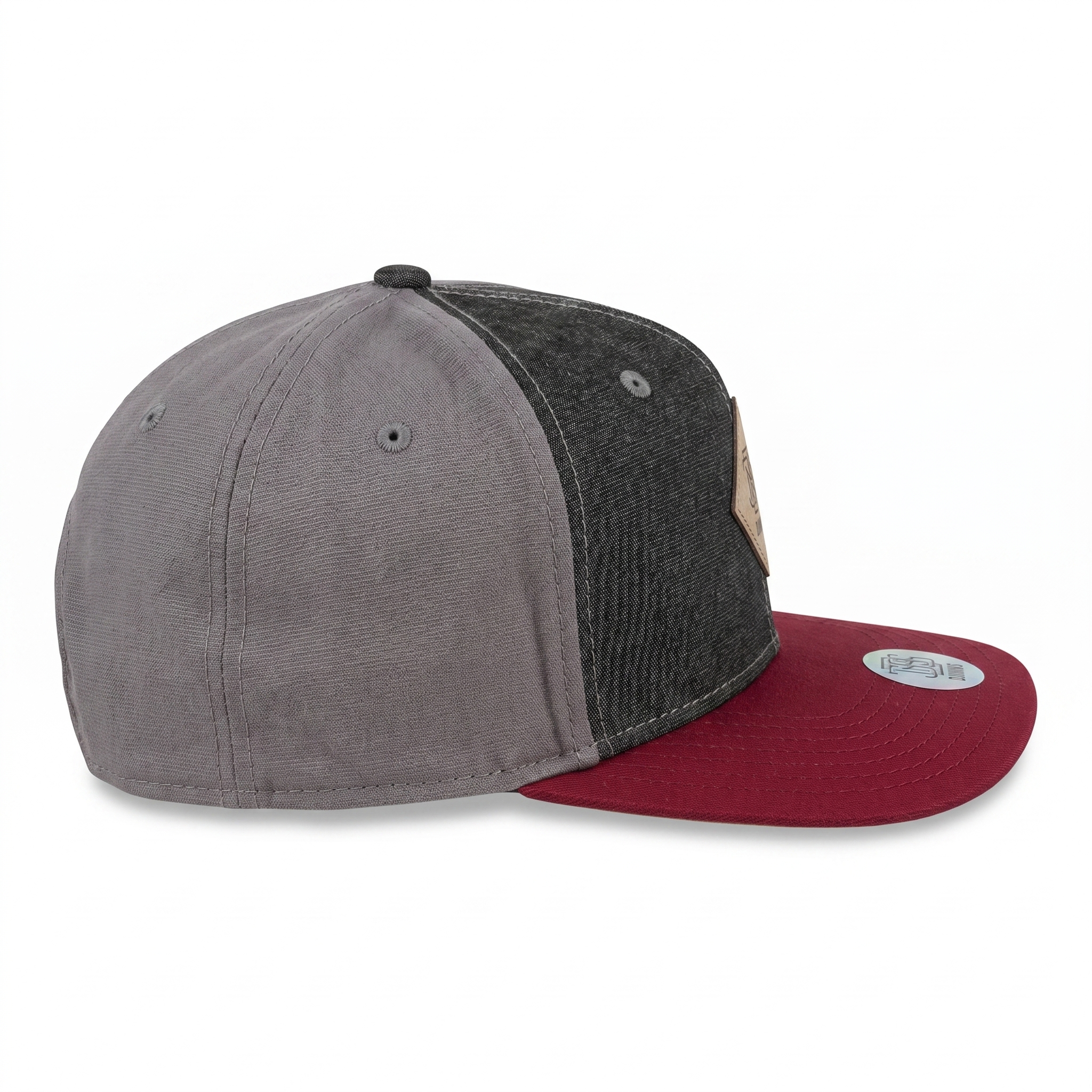 SNAPBACK CAP MIX CANVAS GREY/WINE