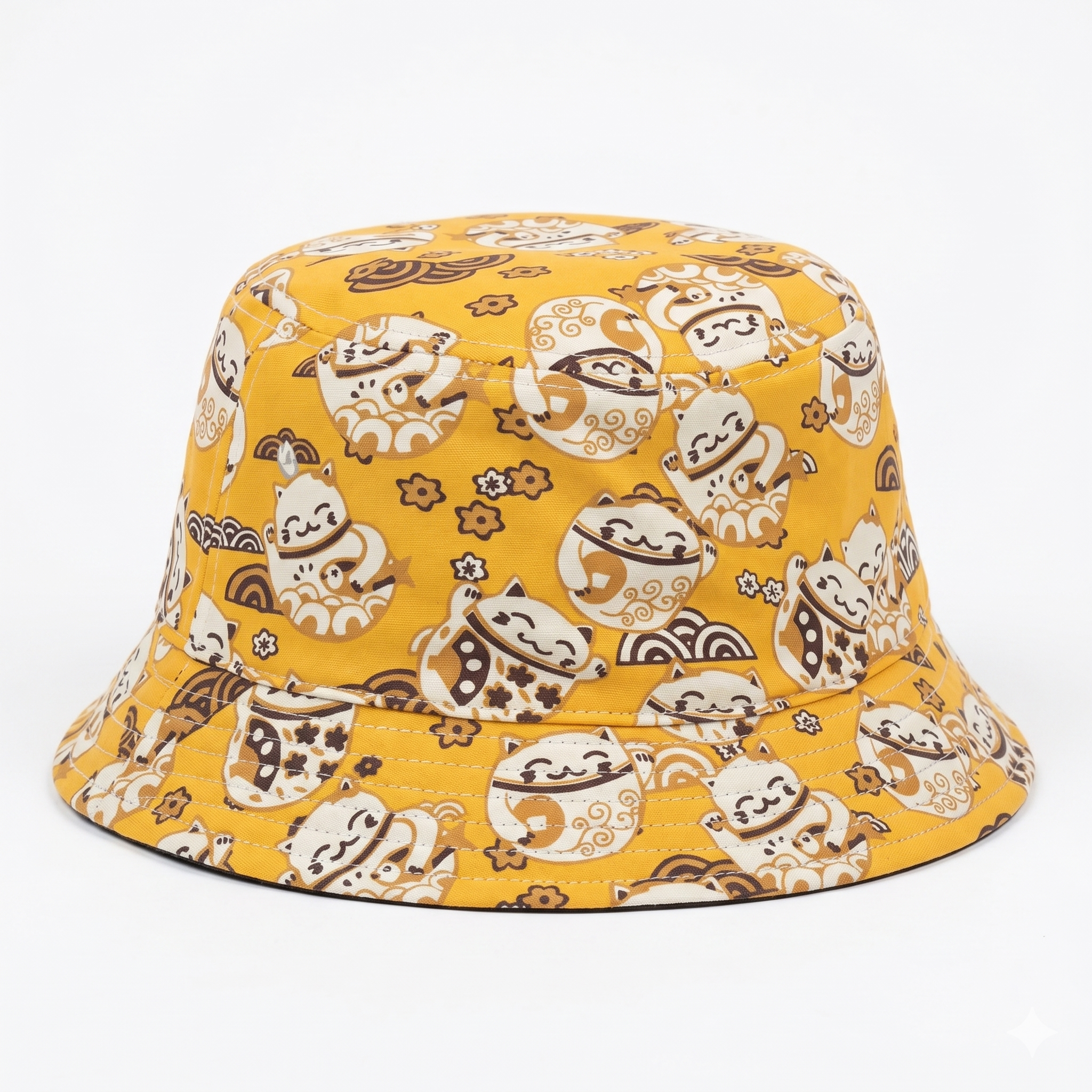 BUCKET HAT LUCKYCAT LINEN BLACK L/XL