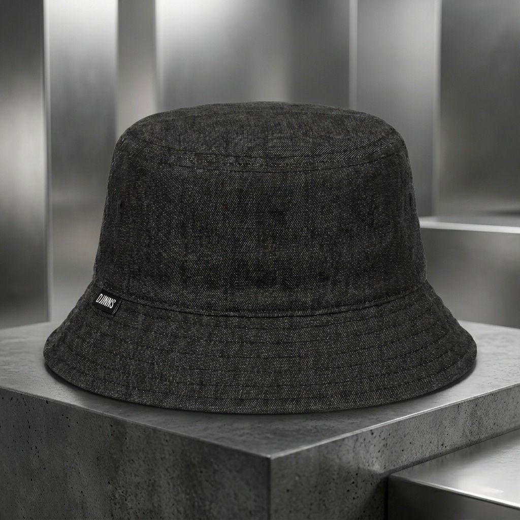 BUCKET HAT LUCKYCAT LINEN BLACK L/XL