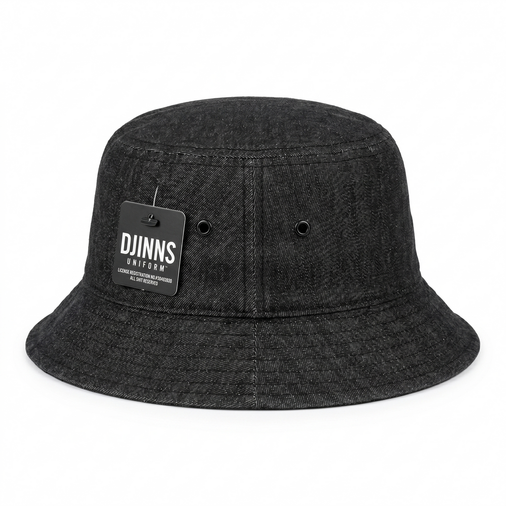 BUCKET HAT LUCKYCAT LINEN BLACK L/XL