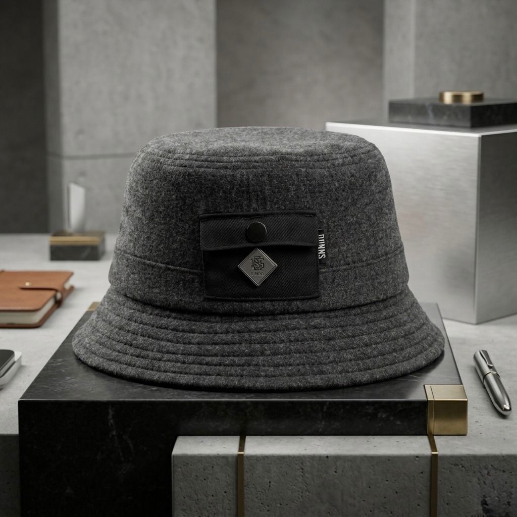 BUCKET HAT WOOLMELANGE BLACK L/XL