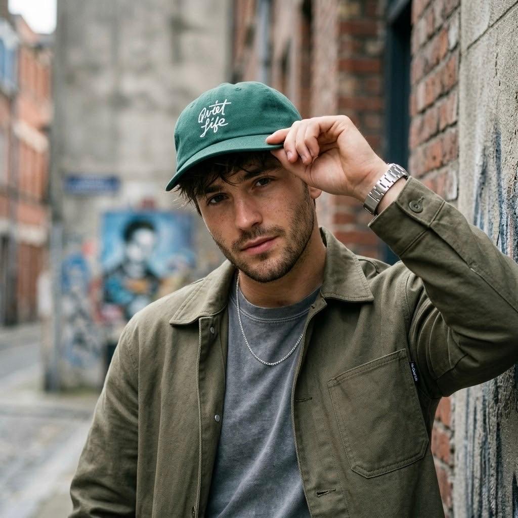 QUIET LIFE SCRIPT POLO HAT HUNTER GREEN